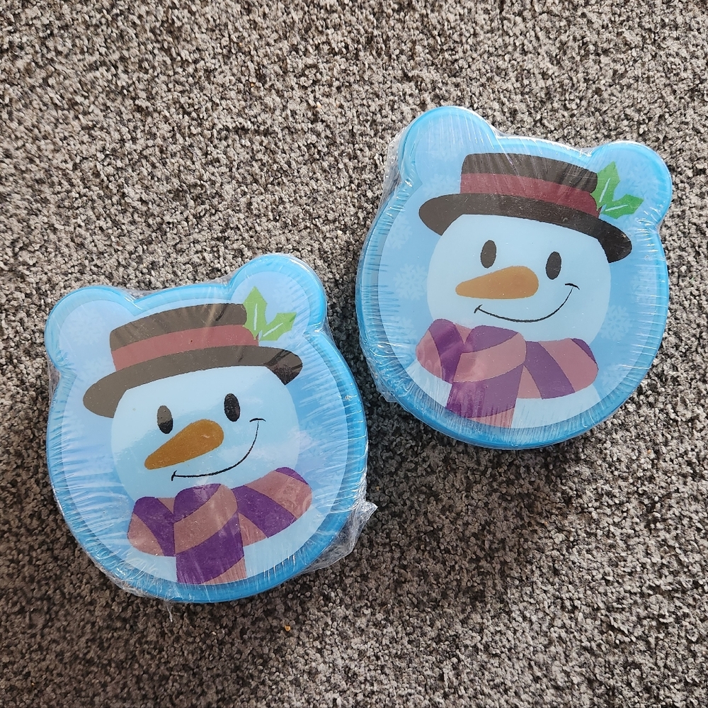 NWT Snowman Lunch Box With Fork & Spoon